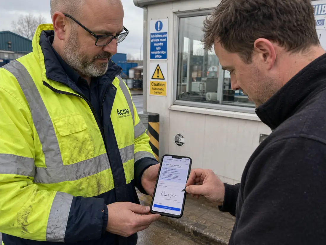 Hazardous waste consignment note signed on a clinical round with Consigns